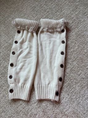 Grace & Lace Ivory Knit Buttoned Leg Warmers